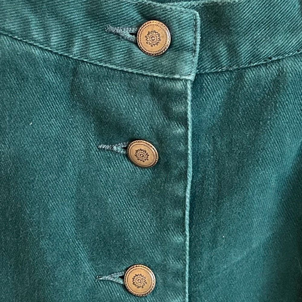 Vintage Emerald Green Button Front Denim Pencil Skirt Size 4 - Picture 4 of 9